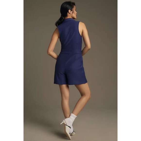 Anthropologie Maeve Knit Blazer Romper Navy Blue Size 8 NWT - Picture 4 of 6